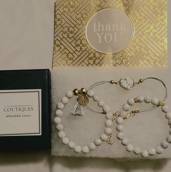 White Howlite Gemstone Crystal Bracelets - Picture 4 of 5